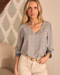 Chemisiers Et Chemises-Polin et moi Belisa Flowers Blouse Crème