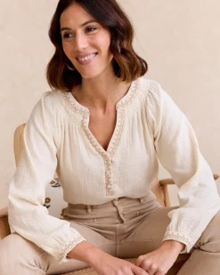 Chemisiers Et Chemises-Polin et moi Berenice Neckline Blouse Cru