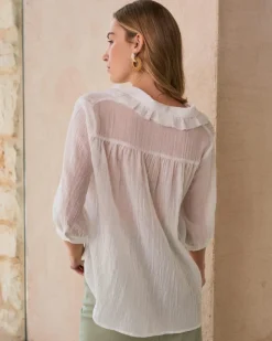 Chemisiers Et Chemises-Polin et moi Blouse à col Isolde blanc