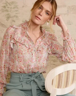 Chemisiers Et Chemises-Polin et moi Blouse à volants Orian Vertd’eau