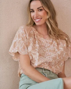 Maternité|Chemisiers Et Chemises-Polin et moi Blouse avec broderie Martha Chameau