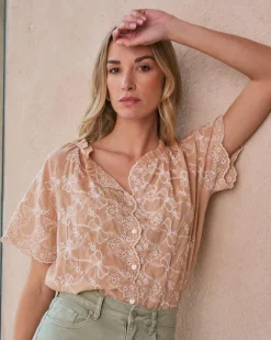 Maternité|Chemisiers Et Chemises-Polin et moi Blouse avec broderie Martha Chameau