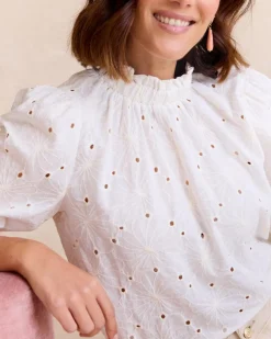 Chemisiers Et Chemises-Polin et moi Blouse brodée Francesca blanc