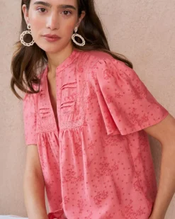 Maternité|Chemisiers Et Chemises-Polin et moi Blouse Broderie Niméa corail