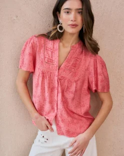 Maternité|Chemisiers Et Chemises-Polin et moi Blouse Broderie Niméa corail