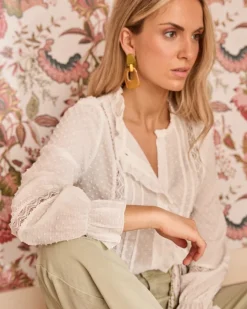 Maternité|Chemisiers Et Chemises-Polin et moi Blouse broderie Sabrina BLANC