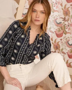 Chemisiers Et Chemises-Polin et moi Blouse Flores Sol Marin