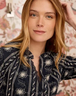 Chemisiers Et Chemises-Polin et moi Blouse Flores Sol Marin