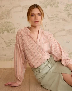 Maternité|Chemisiers Et Chemises-Polin et moi Blouse rayée Linda en lurex Rose