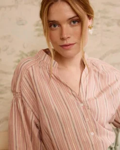 Maternité|Chemisiers Et Chemises-Polin et moi Blouse rayée Linda en lurex Rose