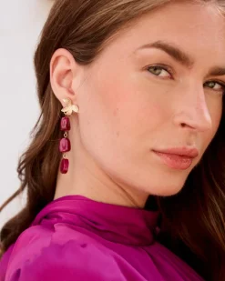 Joaillerie-Polin et moi Boucles d’oreilles en pierre Zinnia cerise