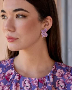 Joaillerie-Polin et moi Boucles d’oreilles fleur de dahlia lavande
