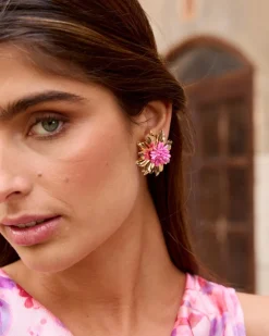 Joaillerie-Polin et moi Boucles d’eilles fleur rose Or