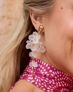 Joaillerie-Polin et moi Boucles d’oreilles longues fleurs BLANC