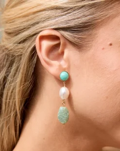 Joaillerie-Polin et moi Boucles d’oreilles pierres de mimosa Turquoise