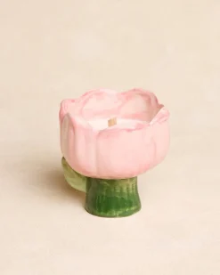 Domicile-Polin et moi Bougie parfumée tulipe en céramique Rose