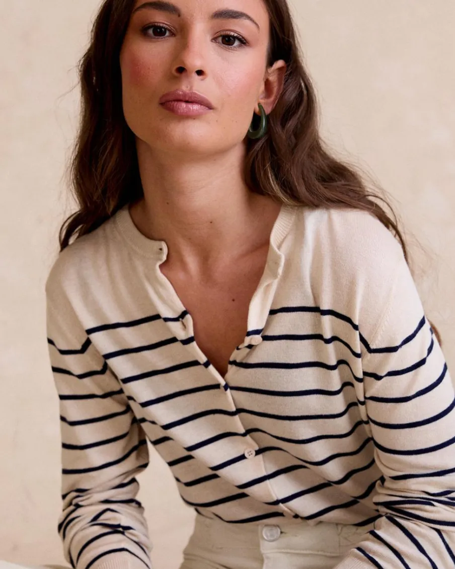 Point|Cardigans Et Pulls-Polin et moi Cardigan rayé Dirunia Cru