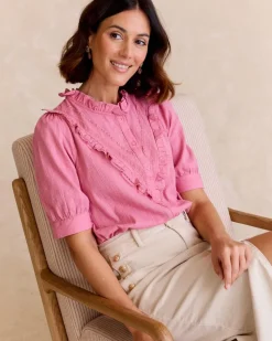 Chemisiers Et Chemises-Polin et moi Chemise à volants Amanta Rose