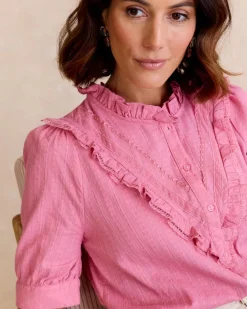 Chemisiers Et Chemises-Polin et moi Chemise à volants Amanta Rose