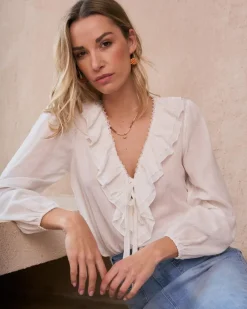 Chemisiers Et Chemises-Polin et moi Chemise à volants Juliette blanc