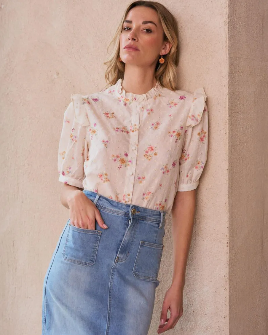 Maternité|Chemisiers Et Chemises-Polin et moi Chemise brodée Nati Cru