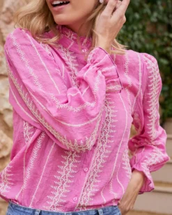 Maternité|Chemisiers Et Chemises-Polin et moi Chemise brodée Tibi Fuchsia