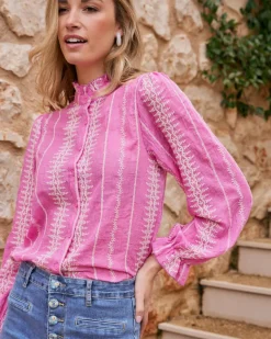 Maternité|Chemisiers Et Chemises-Polin et moi Chemise brodée Tibi Fuchsia