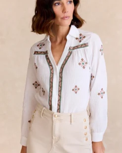 Chemisiers Et Chemises-Polin et moi Chemise ethnique Pandora blanc