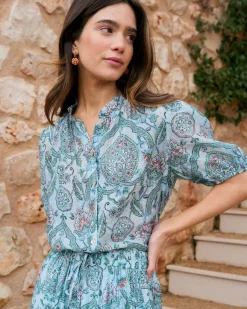 Maternité|Chemisiers Et Chemises-Polin et moi Chemise Lirel imprimer Turquoise