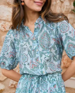 Maternité|Chemisiers Et Chemises-Polin et moi Chemise Lirel imprimer Turquoise