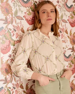 Chemisiers Et Chemises-Polin et moi Chemise Perlina Flowers Cru