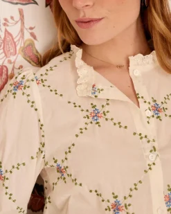 Chemisiers Et Chemises-Polin et moi Chemise Perlina Flowers Cru