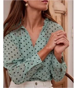 Maternité|Chemisiers Et Chemises-Polin et moi Chemisier Topos Elama Eucalyptus