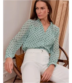 Maternité|Chemisiers Et Chemises-Polin et moi Chemisier Topos Elama Eucalyptus