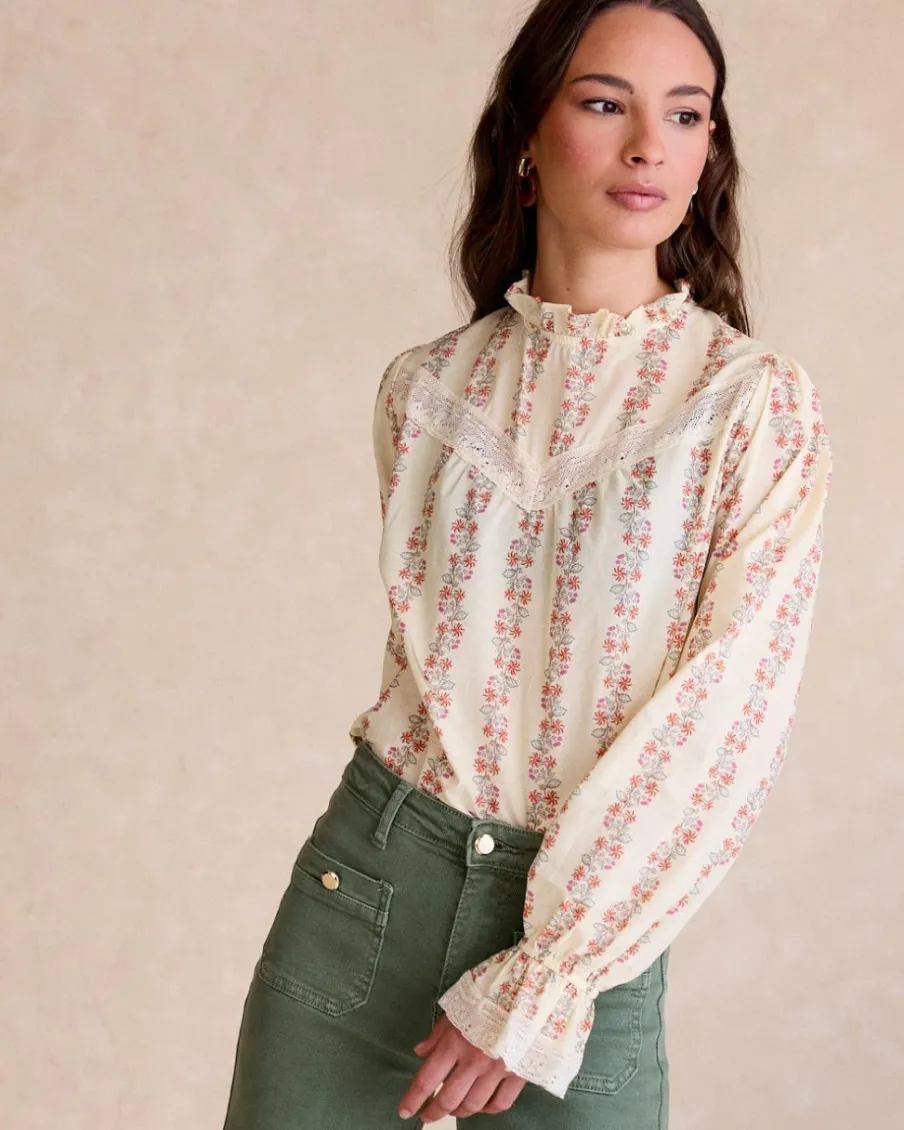 Chemisiers Et Chemises-Polin et moi Claudi Flowers Blouse Cru