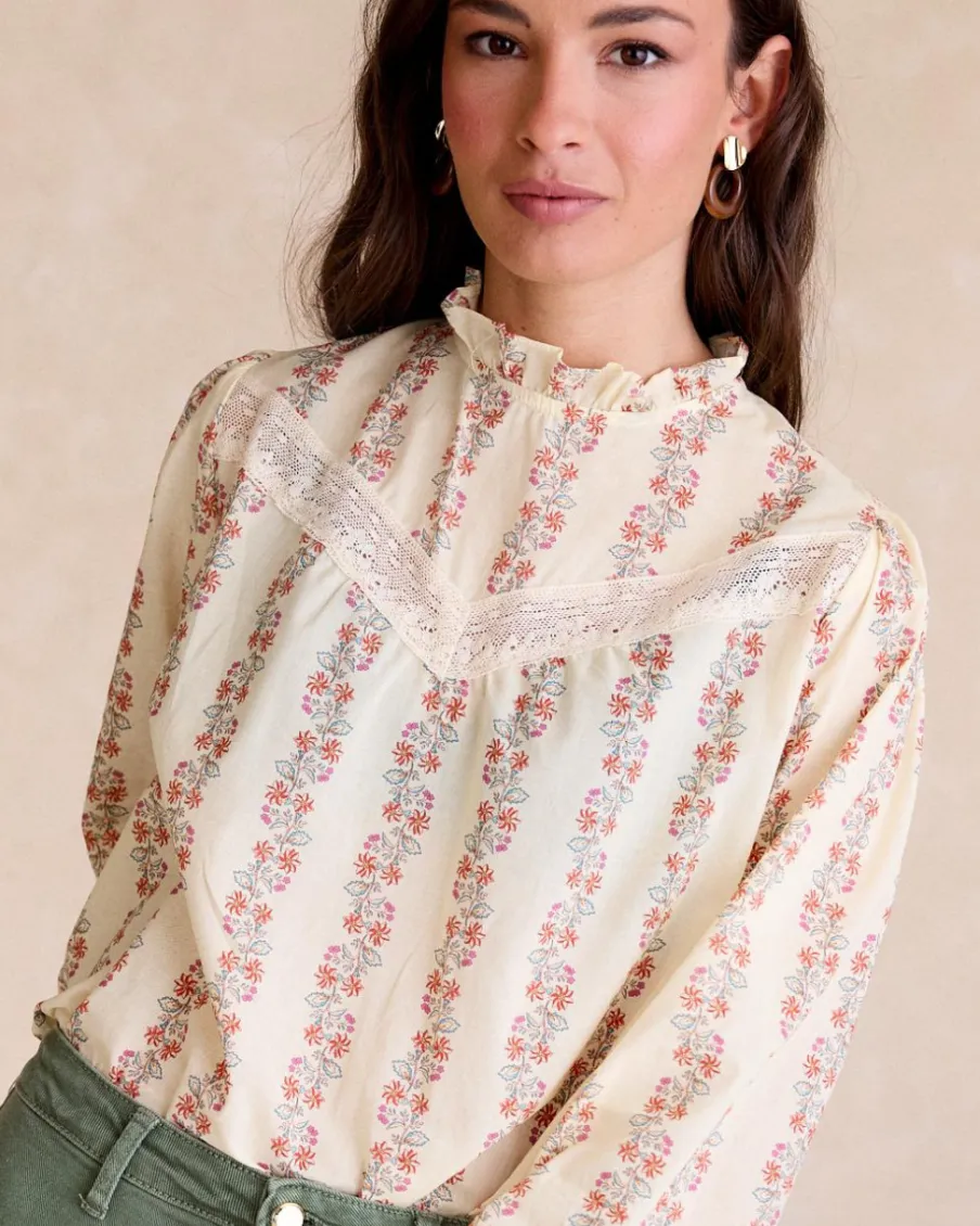 Chemisiers Et Chemises-Polin et moi Claudi Flowers Blouse Cru