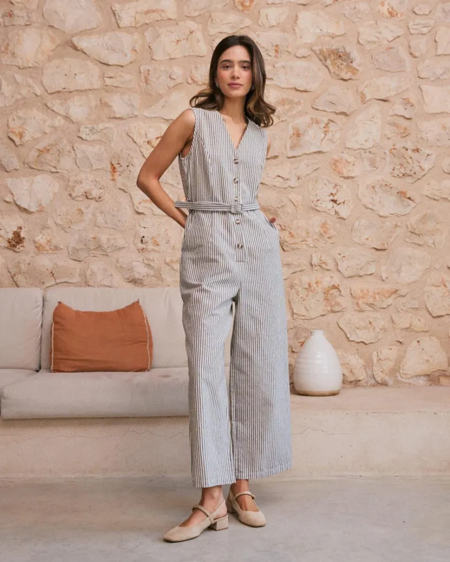 Robes Et Combinaisons-Polin et moi Combinaison rayée Calum Cru