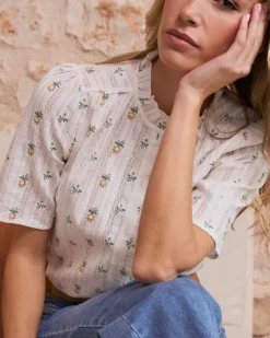 Chemisiers Et Chemises-Polin et moi Daria Chemise à fleurs à manches blanc