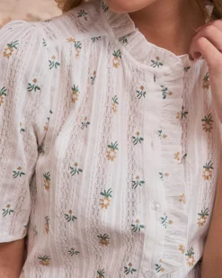 Chemisiers Et Chemises-Polin et moi Daria Chemise à fleurs à manches blanc