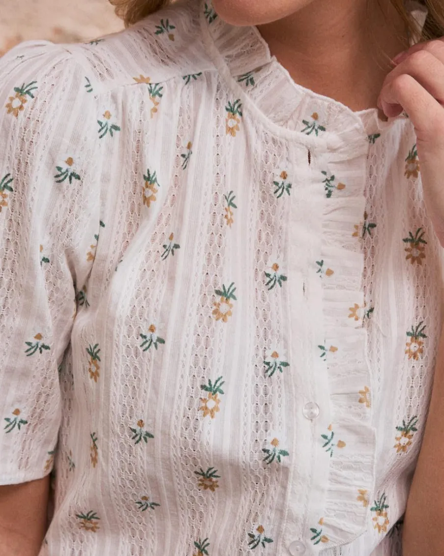 Chemisiers Et Chemises-Polin et moi Daria Chemise à fleurs à manches blanc