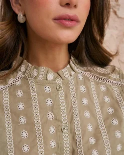 Maternité|Chemisiers Et Chemises-Polin et moi Elle Blouse Broderie Florale pistache