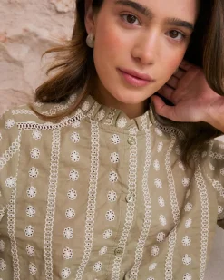 Maternité|Chemisiers Et Chemises-Polin et moi Elle Blouse Broderie Florale pistache