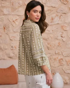 Maternité|Chemisiers Et Chemises-Polin et moi Elle Blouse Broderie Florale pistache