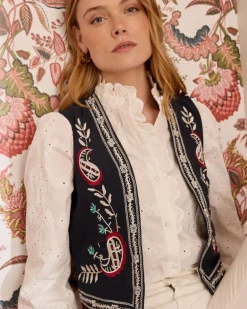 Maternité|Blazer Et Vestes-Polin et moi Gilet brodé Abelina Marin