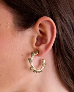 Joaillerie-Polin et moi Grande Boucle d’Oreille Fleur Honfleur Kaki