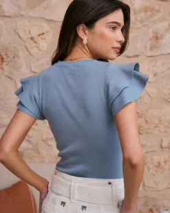 Maternité|T-shirts Et Hauts-Polin et moi Haut à volants à manches Hailey DENIM