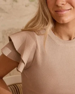 Point|T-shirts Et Hauts-Polin et moi Haut à volants à manches Jordils beige