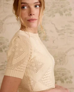 Point|T-shirts Et Hauts-Polin et moi Haut court en maille milanaise Cru