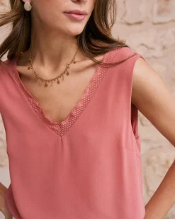 T-shirts Et Hauts-Polin et moi Haut en dentelle Jasira corail