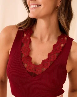 T-shirts Et Hauts-Polin et moi Haut en dentelle Mireya ROUGE